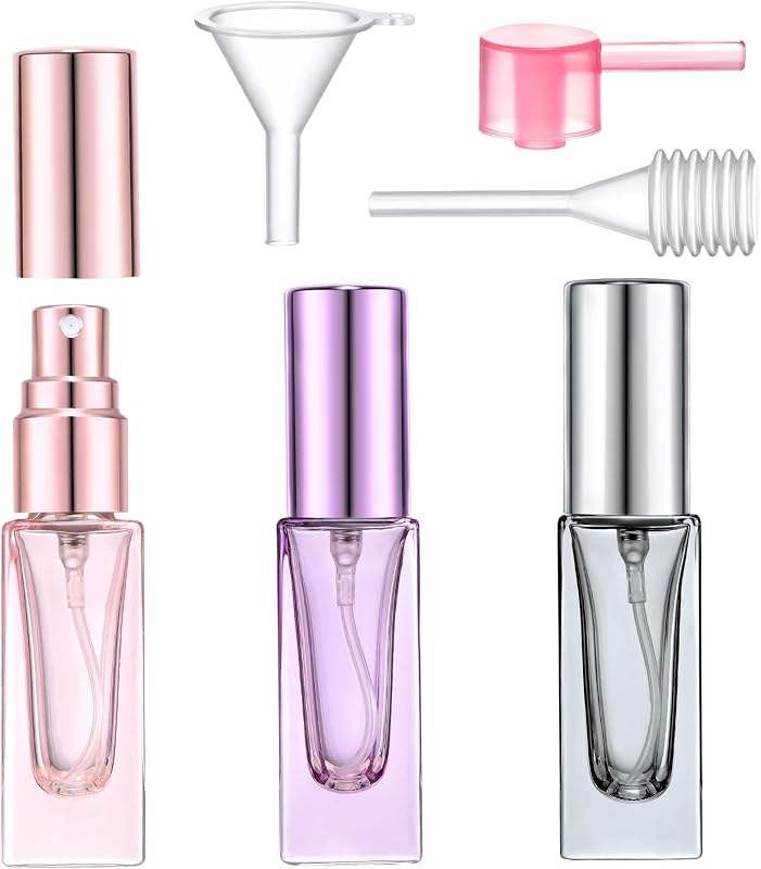 Yikimyfo Frascos de Perfume Recarregáveis de Vidro com Spray, 5 mL, Pacote com 3