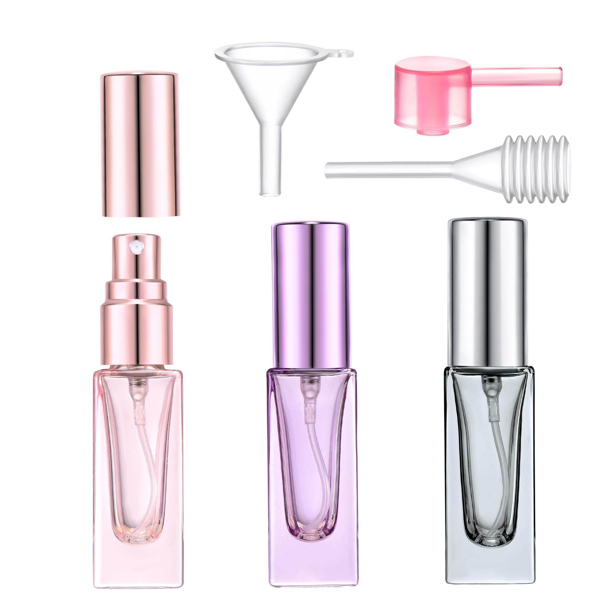 Yikimyfo Travel Perfume Atomizer Refillable, 3 Pcs 5ML/0.17oz Mini Spray Bottles Fine Mist Cologne Travel Bottle Glass Perfume Bottles Empty Travel Size Perfume Refill Bottle