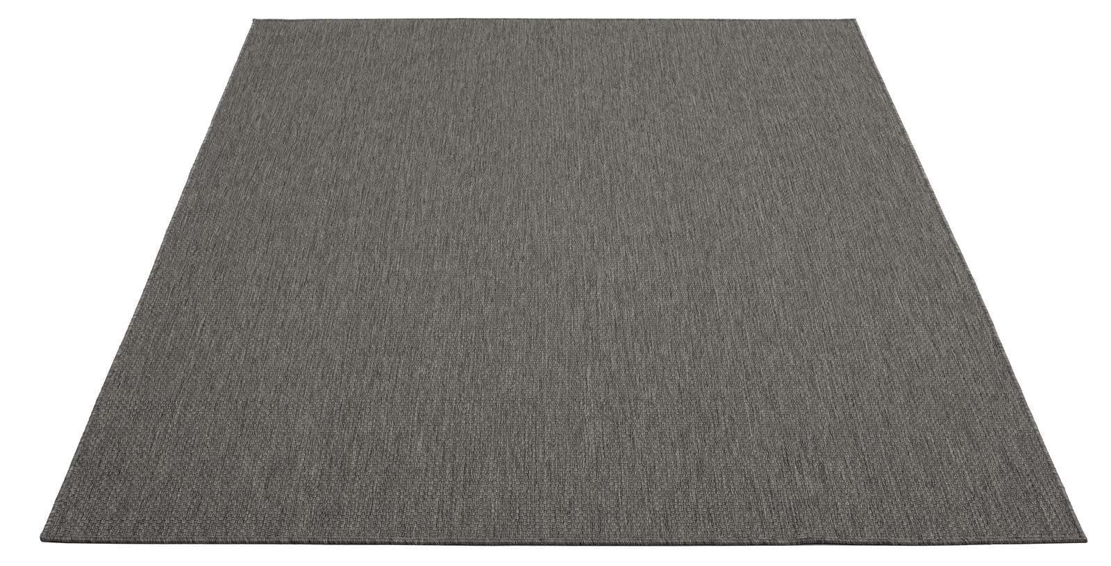 Taracarpet Outdoor Teppich Wetterfest Wohnzimmer Balkon Küchenteppich Flachgewebe Sisaloptik Einfarbig Uni anthrazit dunkelgrau 160x220 cm