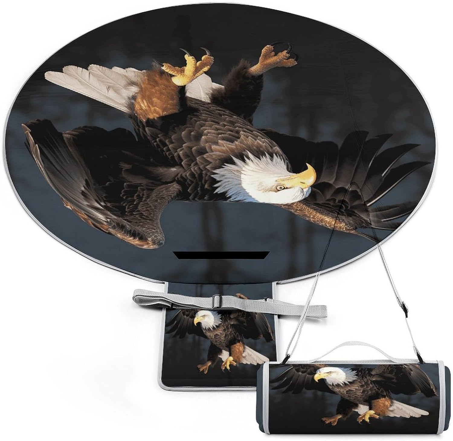 3D Bald Eagle Picnic Mat Lightweight Waterproof Picnic Blankets Extra Large Picnic Outdoor Blankets Foldable Sandproof Beach Blanket for Park Beach Camping Courtyard 58.3''x58.3''