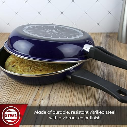 Miniatura 2 de MAGEFESA Coral - Sartén de doble cara de 9.4 pulgadas, perfecta para tortilla y frittata españolas, antiadherente, acero vitrificado, compatible con
