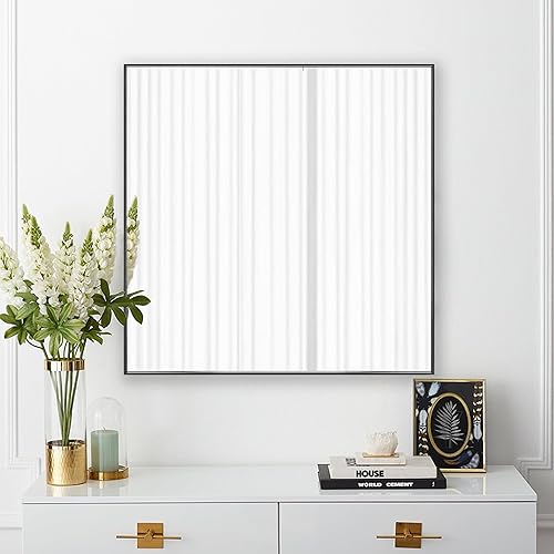 Miniatura 2 de Bonverre Espejo de pared rectangular de 30 x 30 pulgadas, espejo rectangular con marco de aluminio para baño, tocador, dormitorio, sala de estar,