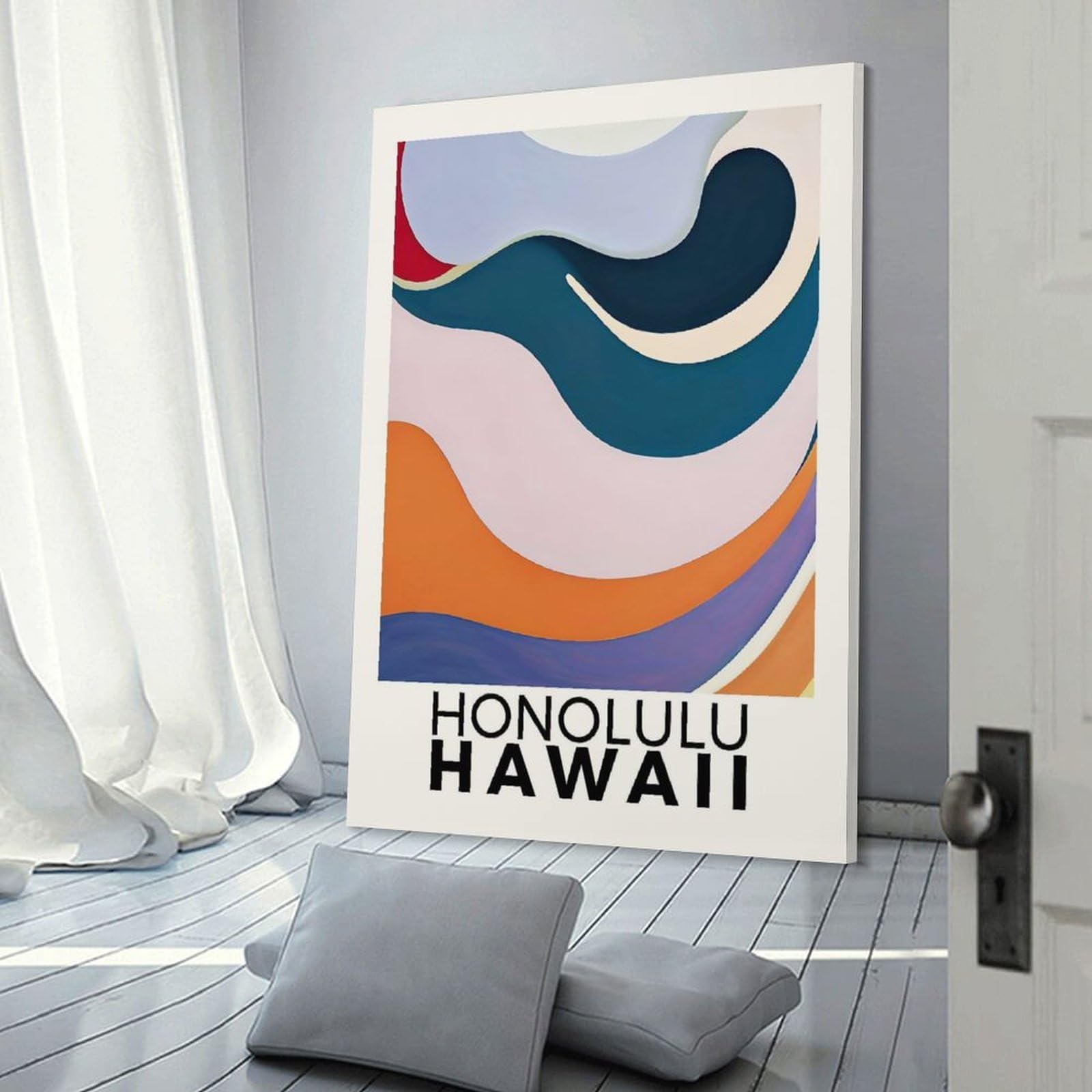 Junmoney Honolulu Hawaii Wall Decor Canvas Print, 20x30inch(50x75cm), for Living Room, Bedroom Or Home Office, Home Decor Gift with Stylish Appeal