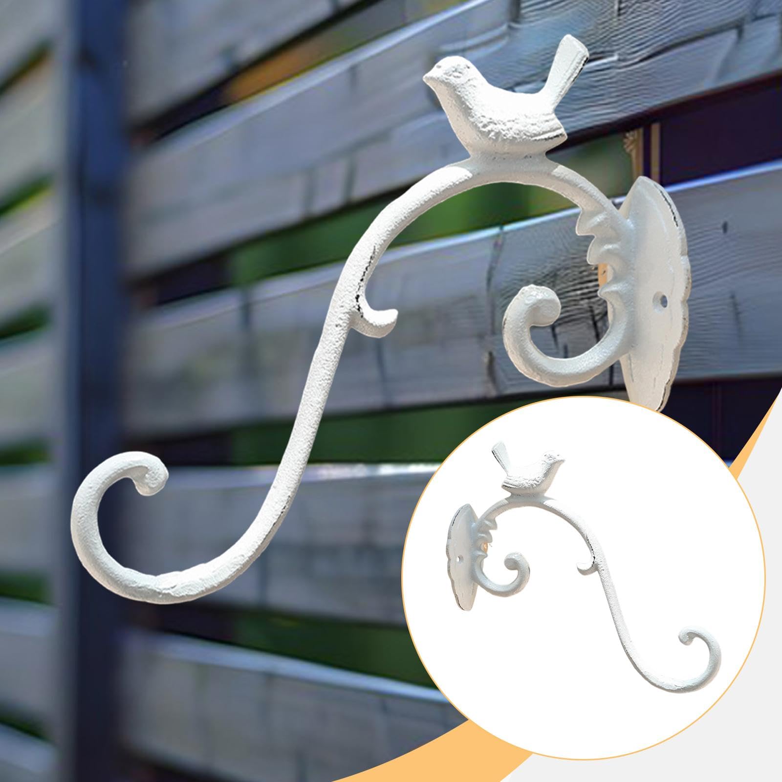 Gancio Sospeso per Vasi di Fiori, Mangiatoia per Uccelli, Supporto Da Parete, Gancio per Piante Da Balcone, Bianco