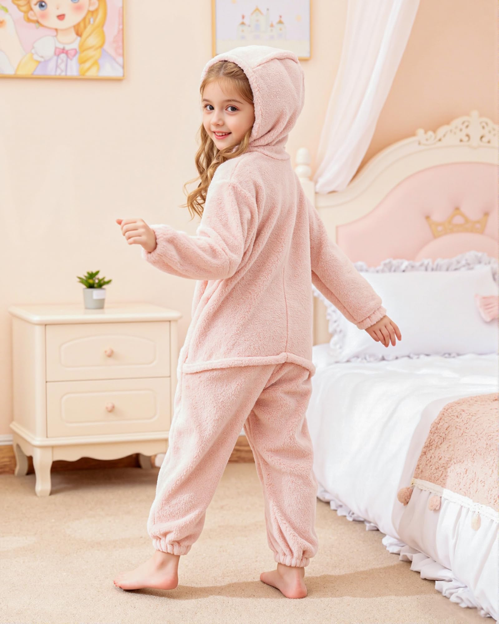 KAKU NANU Mono Unisex para Niños de Color Liso 3-12 Años Mono con Capucha de Peluche Suave Acolchado y Cálido con Cremallera y Bolsillos para Niño y Niña 6 Colores