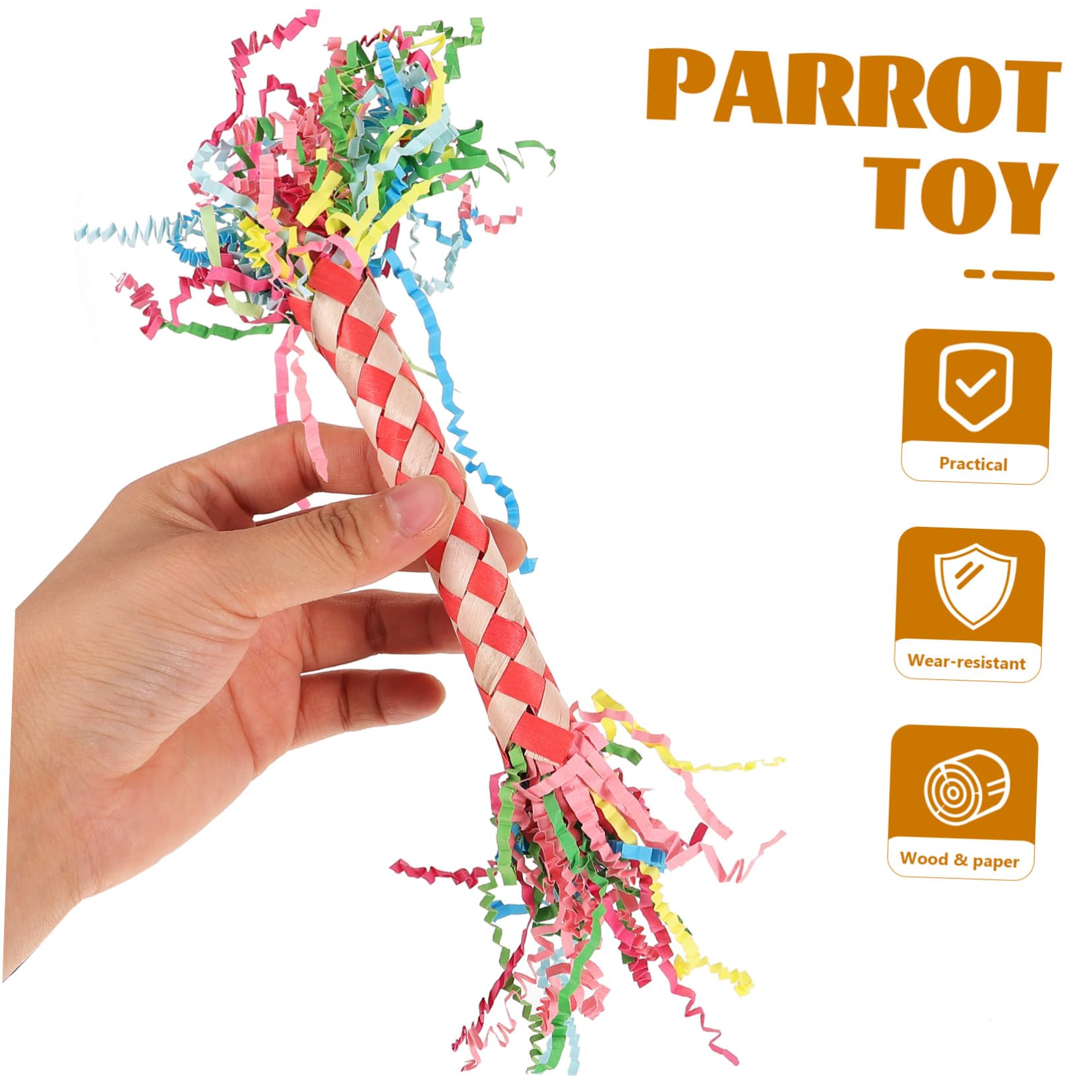 Jouet pour Perroquet à Mâcher en Bois et Papier, 3 Pièces, Modèle Créatif