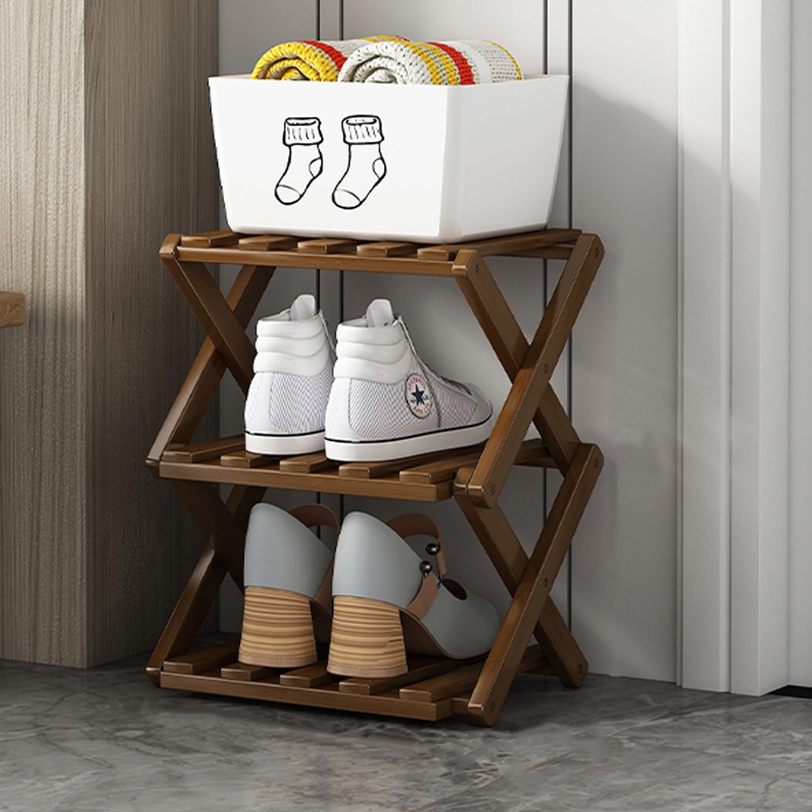 Meuble à chaussures vertical pliable pour libérer l'espace du salon
