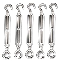Vista 8 de eoocvt 5pcs M4 Acero Inoxidable 304 Tensor Cuerda Tensión (Hook & Eye)