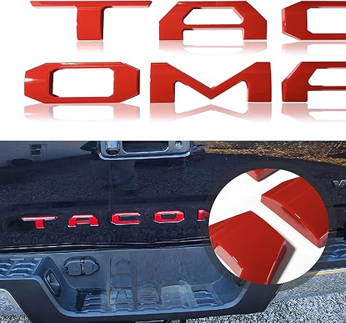 Insignias de letras de inserción para portón trasero compatibles con Tacoma 2016-2023, calcomanías de emblema trasero en relieve 3D con Seccotine