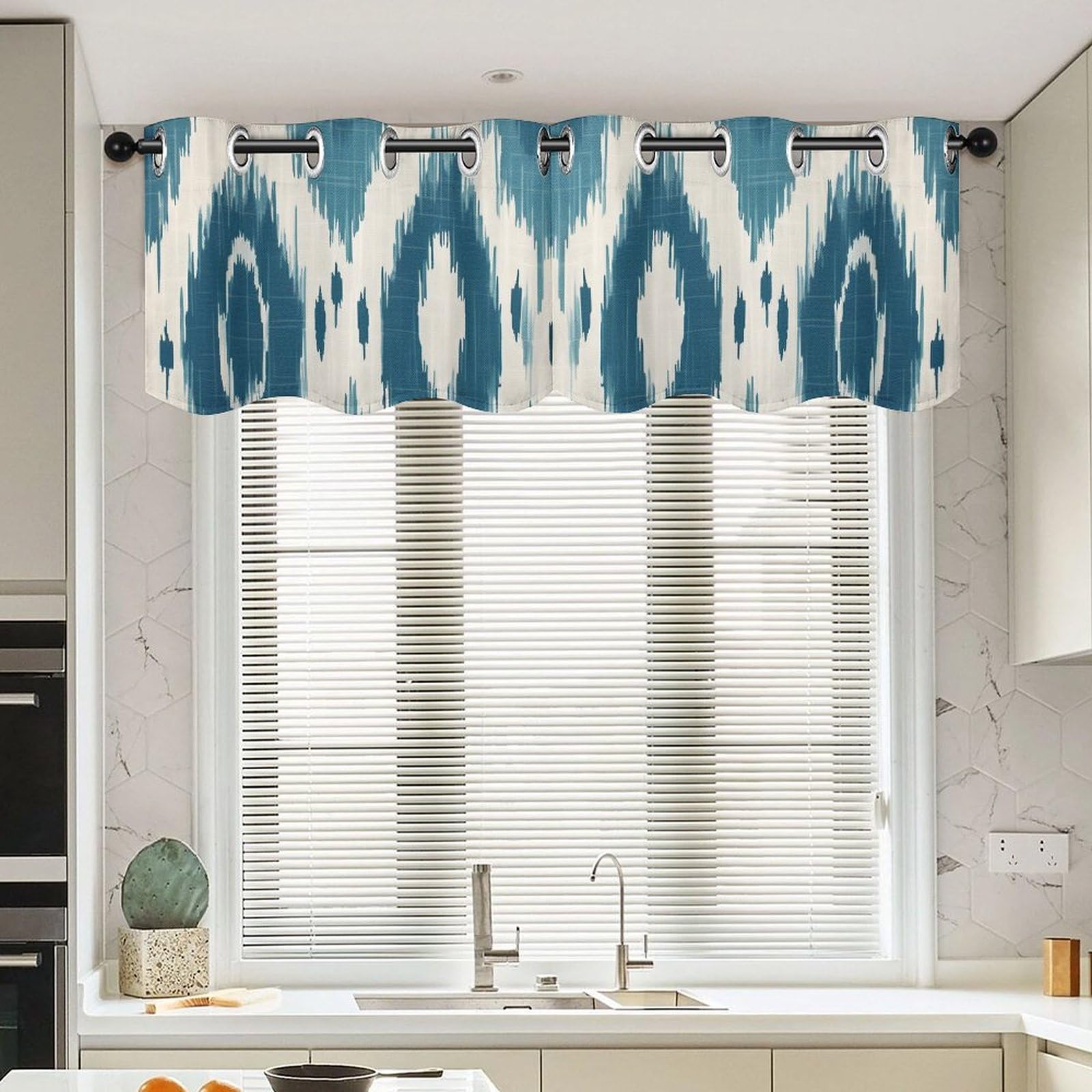 Cantonnière pour fenêtres design chinois - Set de 2 cantonnières exotiques haut de gamme