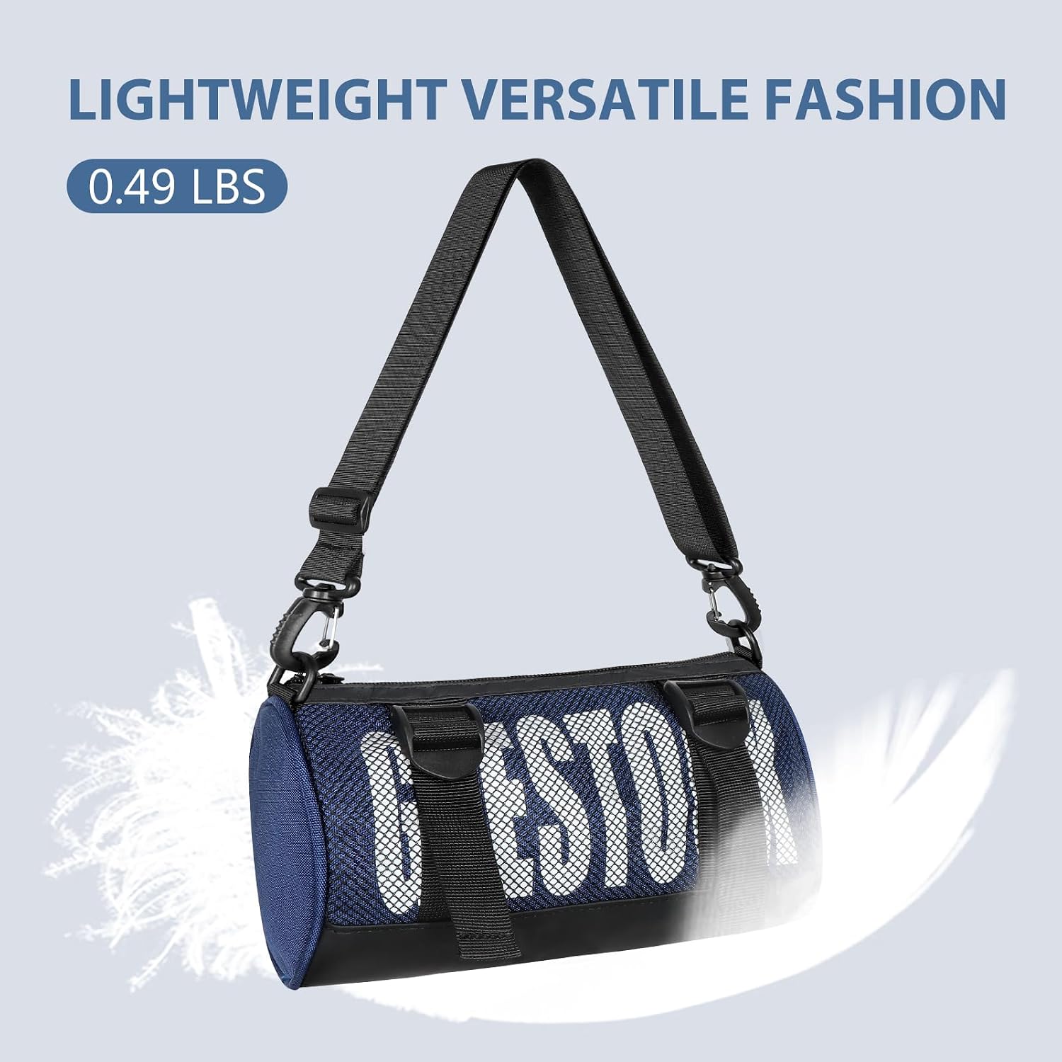 Geestock Mini Gym Bag for Women Men – Lightweight Compact 9'' Crossbody Duffel Bag with Adjustable Strap, Portable Small Gym Bag for Yoga, Workout, Travel, Navy Blue