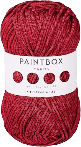 Paintbox Yarns Hilo Aran 100% Algodón 1.76oz (50g), 93 Yardas (85m) - Lana Peinada Vino Tinto para Ganchillo o Tejer - Suave, Ligero para Suéteres,