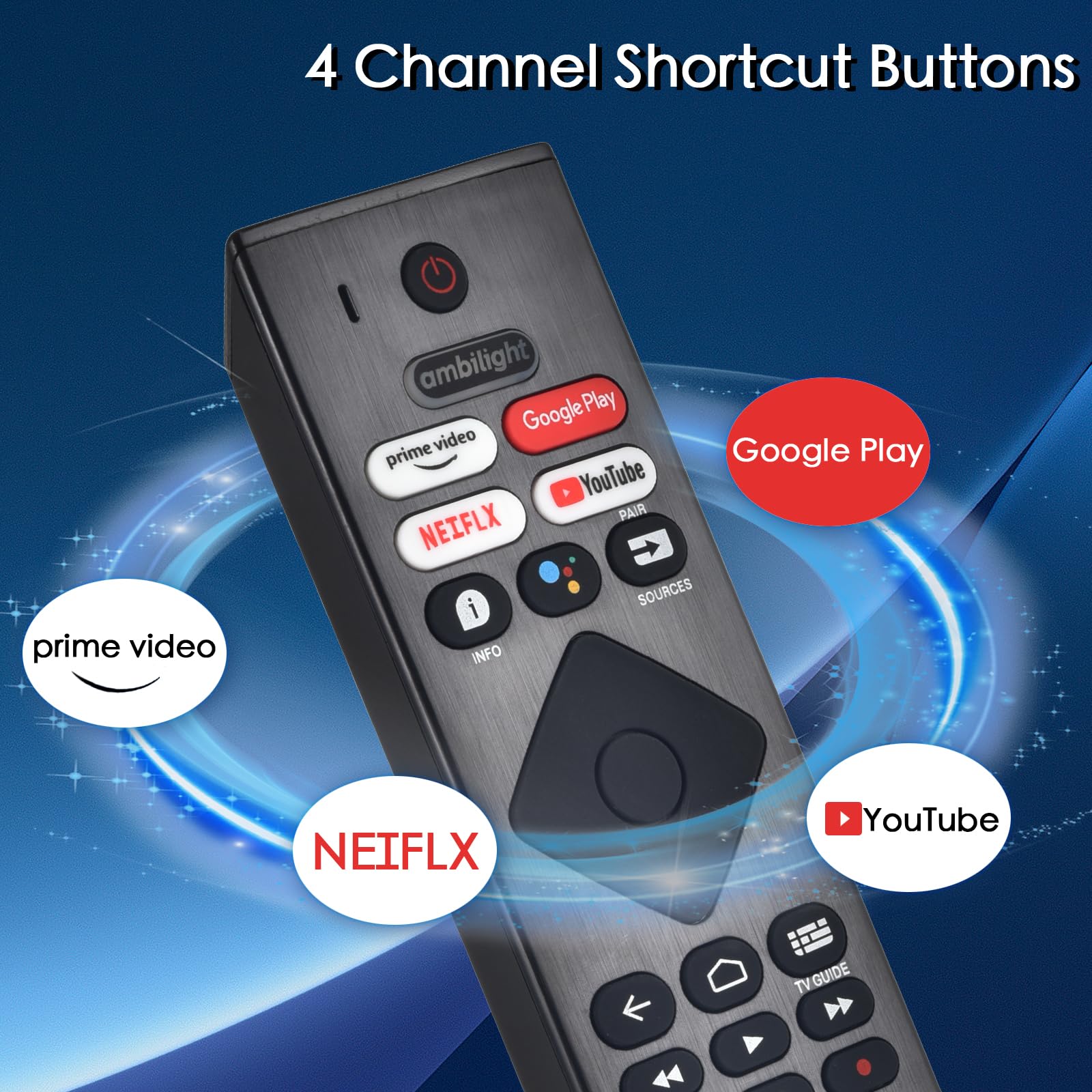 Telecomando di ricambio vocale per Philips Smart TV: controllo universale per Smart TV Philip 4K Ultra HD Smart Android con Google Assistant.per 43" 50" 55" 65" 75" Classe 5704 5504 5604 5806
