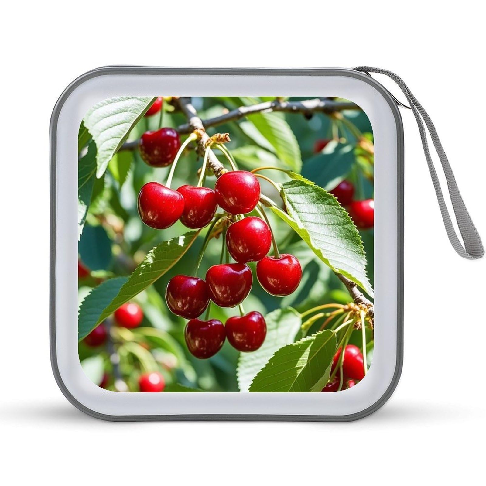 LZQPOEAS Cherry CD Case DVD Case Holder Wallet 40 Capacity Hard Plastic CD/DVD Portable Storage Binder Zipper DVD Disc Cases CD Storage Organizer Holder for Car Home Office