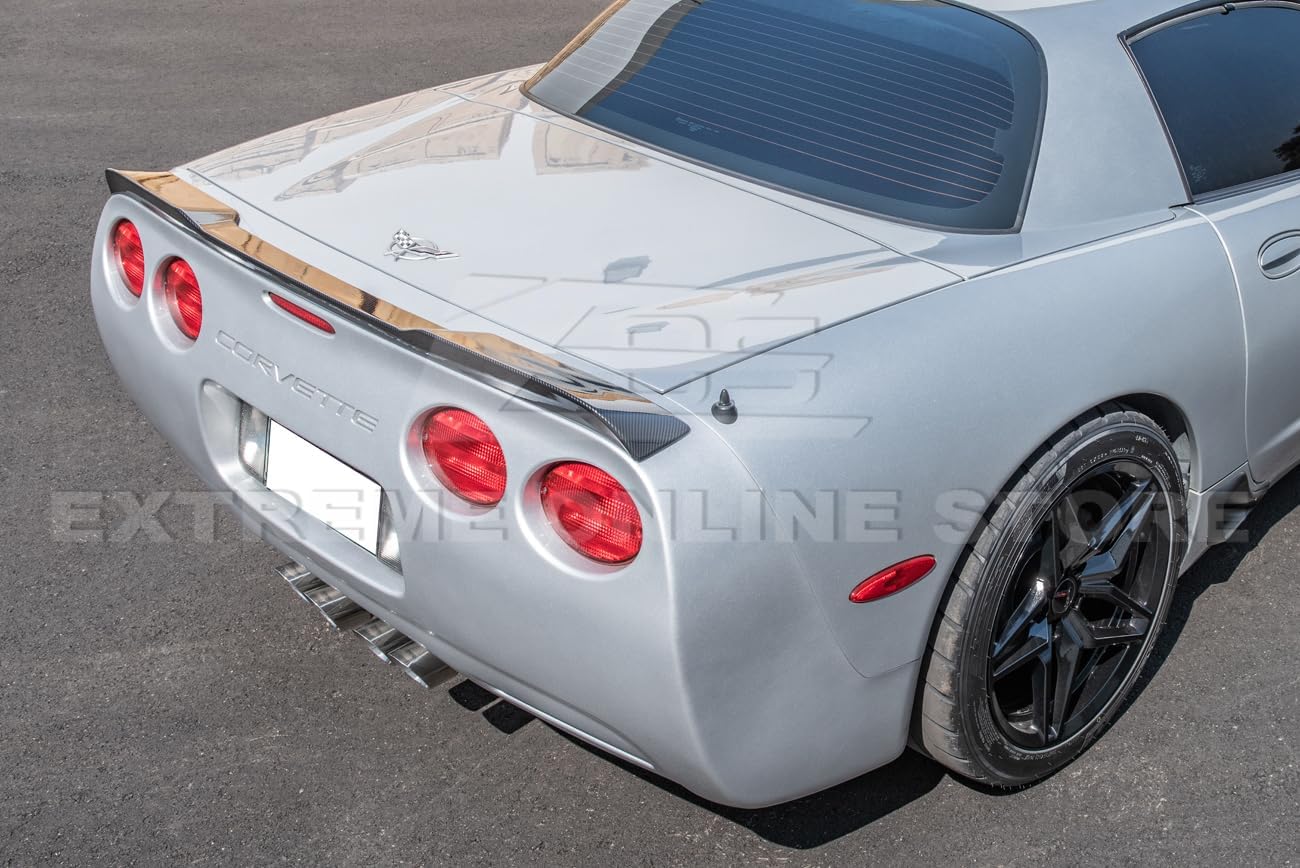 Replacement for 1997-2004 Chevrolet Corvette C5 All Models | ZR1 Extended Style Rear Trunk Lid Wing Spoiler (ABS Plastic - Hydro-Dipped Carbon Fiber)