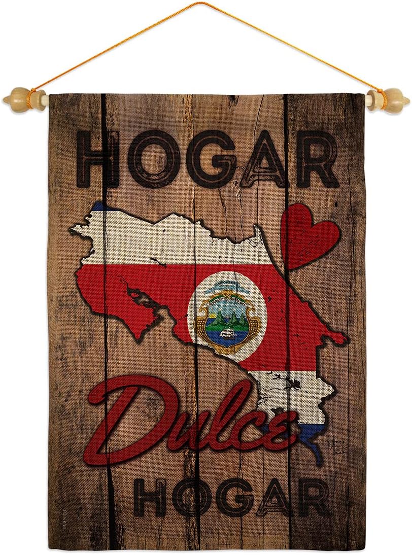 Country Costa Rica Hogar Dulce Burlap Garden Flag Regional Nationality Nation International World Particular Area Small Decorative Gift Yard House Banner Double-Sided Made In USA 13 X 18.5