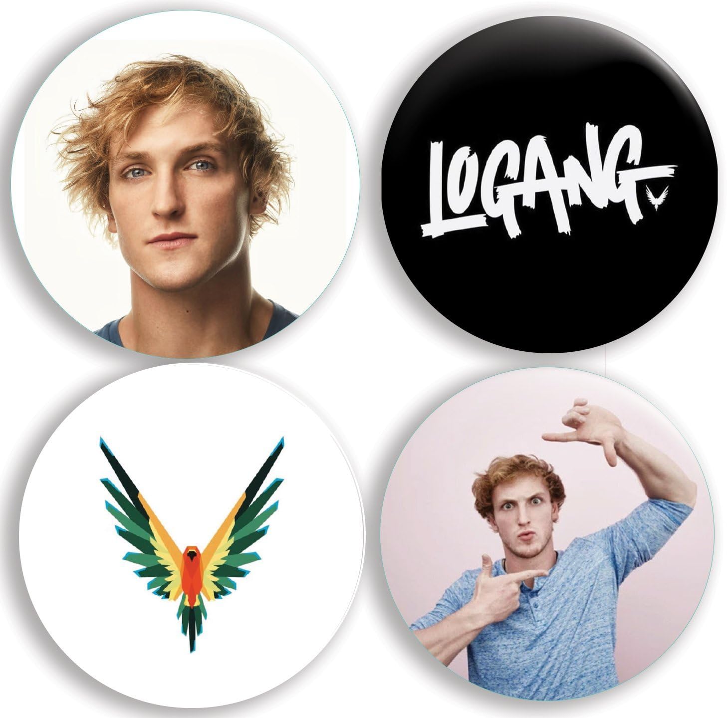 Logan Paul Pinback Buttons - 2.25 inches - Set of 4