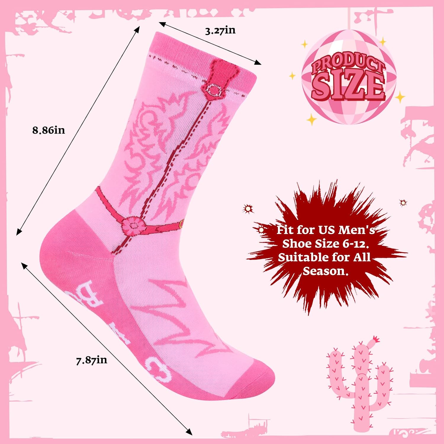 Glitopper Cowboy Boot Socks Gifts Cowboy West Boot Socks for Western Party Favors