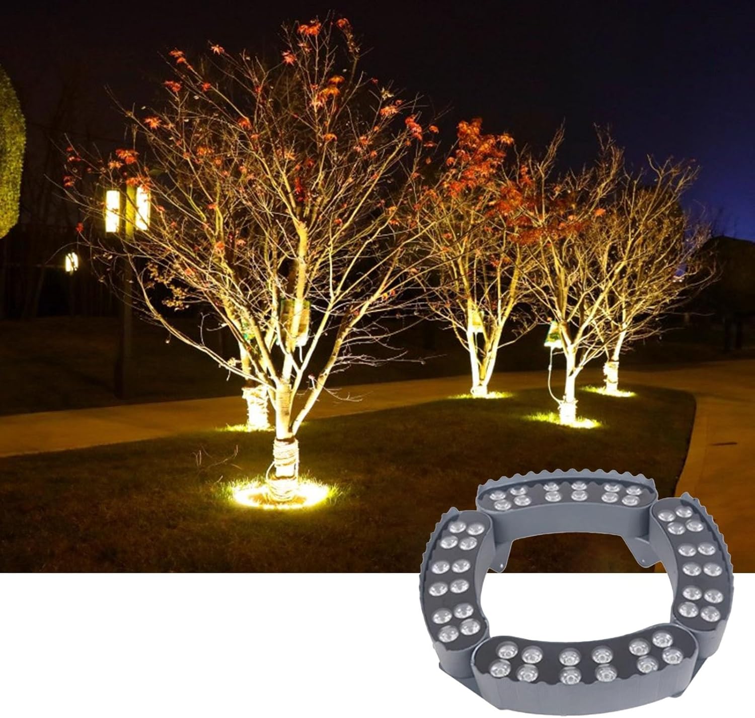 屋外 ソーラー ソーラーライト 屋外用LEDパームリングツリーライト、拡張可能な連動式DC24V有線ランドスケープスポットライト、芝