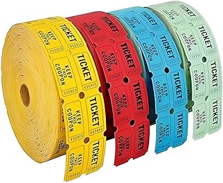 400 Pièces Ticket Tombola Numéroté Étiquette de Billet de Tombola,4 rouleau Tickets De Tombola Billets Papier Pour Événements Concerts Et Activités De Billets Perforés Pour Raffles Et Festivités