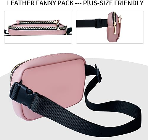 Miniatura 6 de Riñonera para mujer, riñonera de cuero a la moda para hombres y niñas, talla grande, con correa ajustable, impermeable, lindas bolsas de cadera para