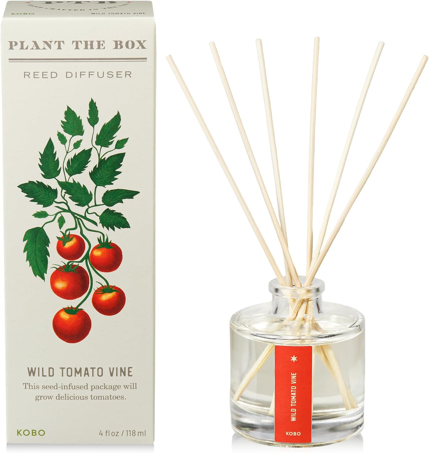 KOBO Plant The Box Reed Diffuser, Wild Tomato Vine, 4 oz