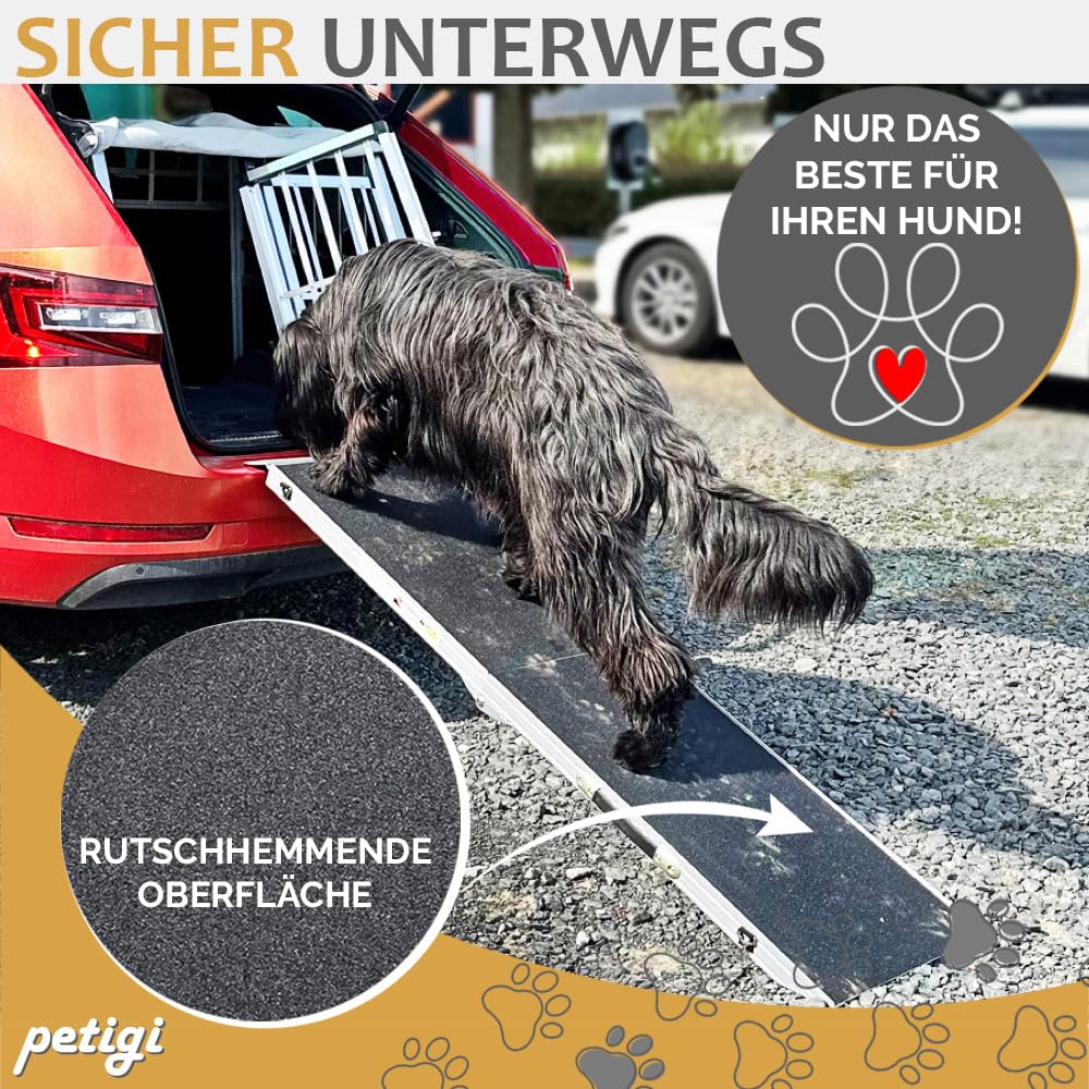 Petigi Rampes pour Chiens pour Voitures Aluminium Antidérapantes Capacité de Charge 70 kg 90 kg 150 kg