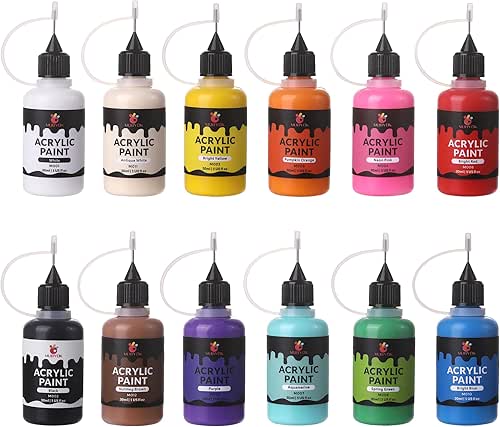 MUBYOK 1oz Matte Acrylic Paint Set with Precision Applicator Cap