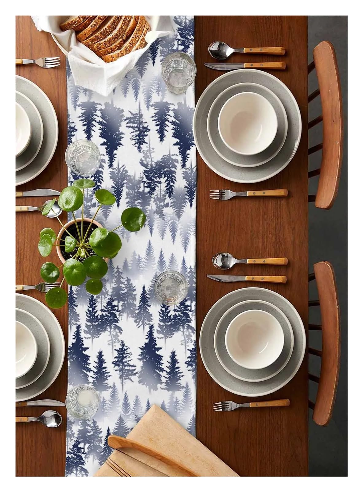Chemin de Table Chemin de Table Arbres forêts Silhouettes décoration Abstraite décor à la Maison dîner Table décoration Table décor(33 x 304cm)