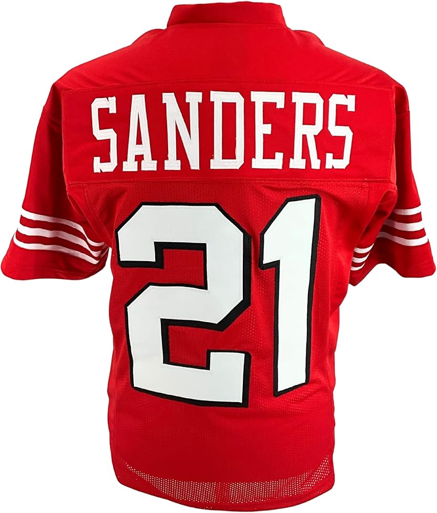 Amazon.com : Deion Sanders Jersey Red w/Drop Shadow San Francisco