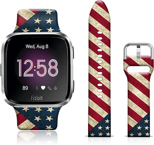 FTFCASE Correas deportivas de silicona con bandera compatibles con Fitbit VersaVersa 2Versa Versa SE para mujeres hombres y niñas correa de silicona