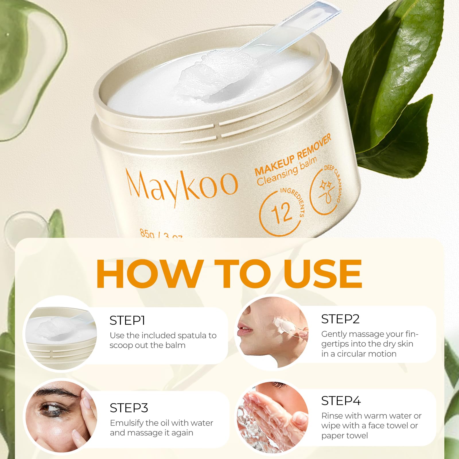 Baume nettoyant 85 g, baume nettoyant pour le visage avec vaccinium myrtillus et huile de pamplemousse, démaquillant doux, facile à rincer et sans résidus, hydratant et végétalien
