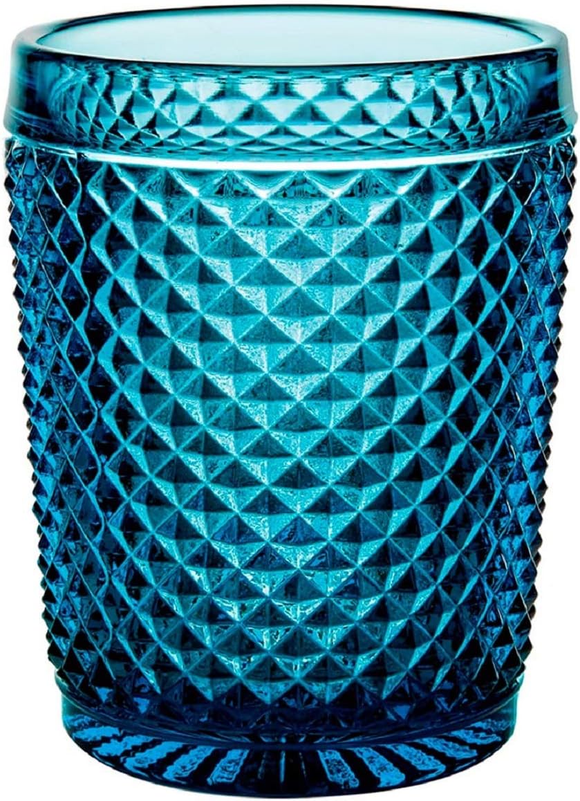 Vista Alegre Bicos Blue Tumber/Old Fashion Glass, Set of 4.,