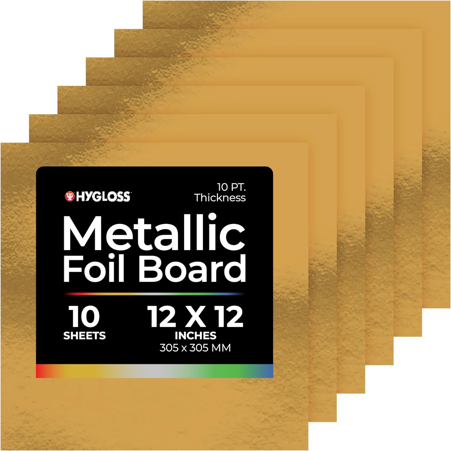 Hygloss Metallic Cardstock Sheets – 10 Shiny Red Copper Sheets, 12” x 12” - Sturdy 10 pt. – Metallic Foil Board Paper for Crafts, Scrapbooking, Posters & Decorations