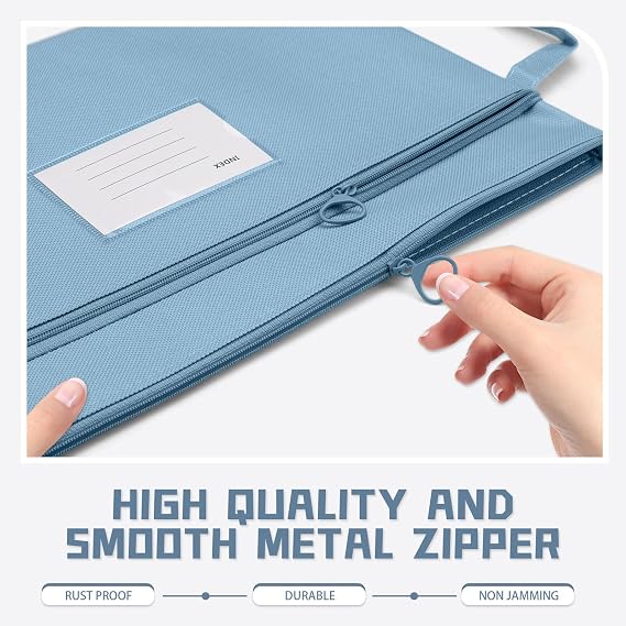 4 Pack B4 Waterproof Document Bag with Handle, Double Pocket Zippered Canvas File Bag Pouch Document Holder, with Card Pocket for Paper Book Project Office Travel, B4