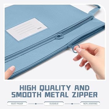 4 Pack B4 Waterproof Document Bag with Handle, Double Pocket Zippered Canvas File Bag Pouch Document Holder, with Card Pocket for Paper Book Project Office Travel, B4