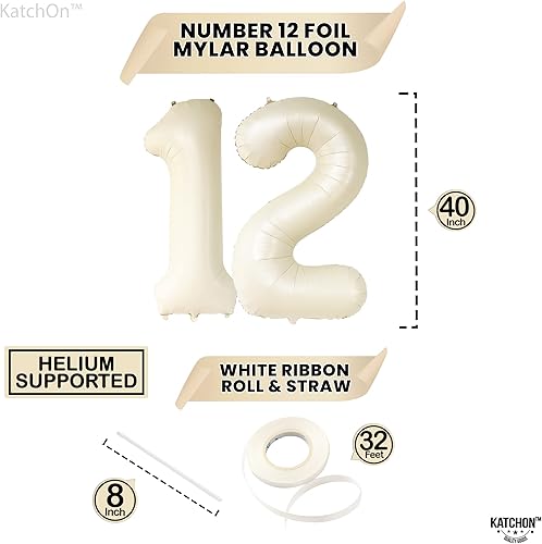 Vista 96 de KatchOn, Globo verde oscuro del número 12, 40 pulgadas, globos verdes del número 12 para decoraciones de cumpleaños de 12