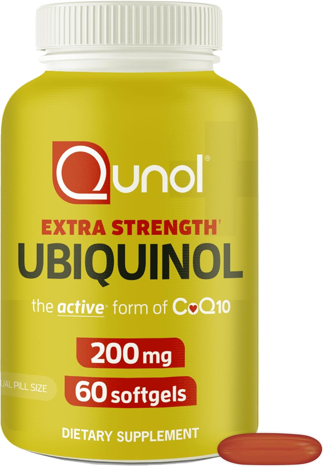 Qunol 200mg Ubiquinol, Powerful Antioxidant for Heart and Vascular Health, Essential for energy production, Natural Supplement Active Form of CoQ10, 60 Count