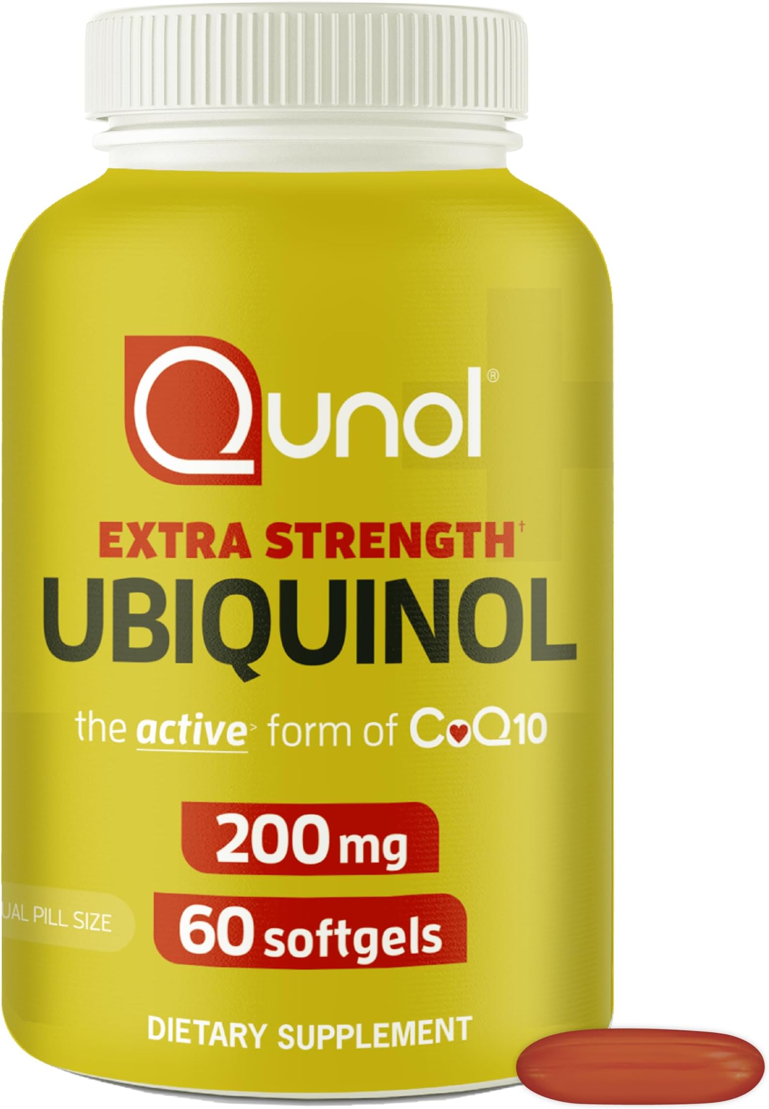 Qunol 200mg Ubiquinol, Powerful Antioxidant for Heart and Vascular Health, Essential for energy production, Natural Supplement Active Form of CoQ10, 60 Count