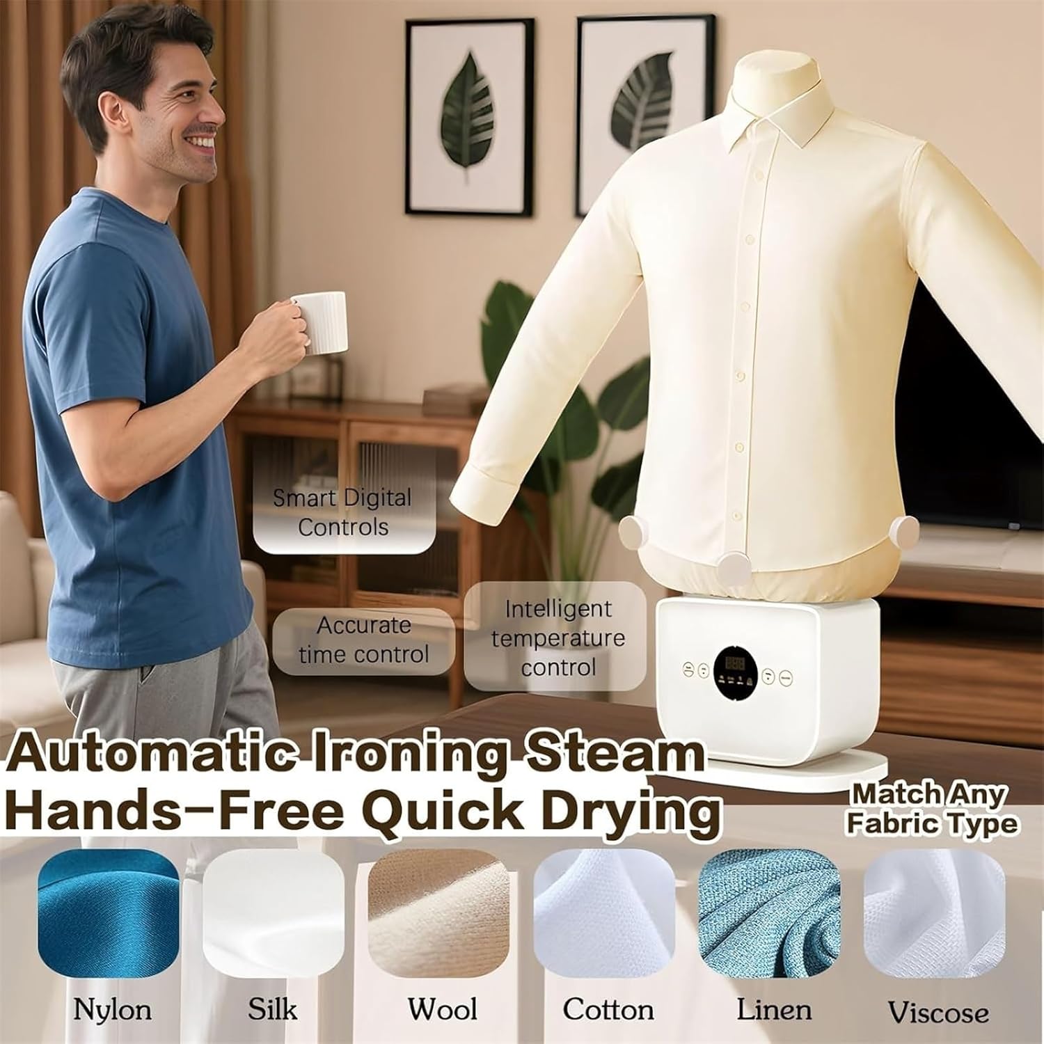 Portable Steam Iron Automatic Ironing Machine 3.0 | 8min Fast Dry Steam | Hands-Free Wrinkle Remover | For Trousers/T-Shirts/Shoes/Skirts