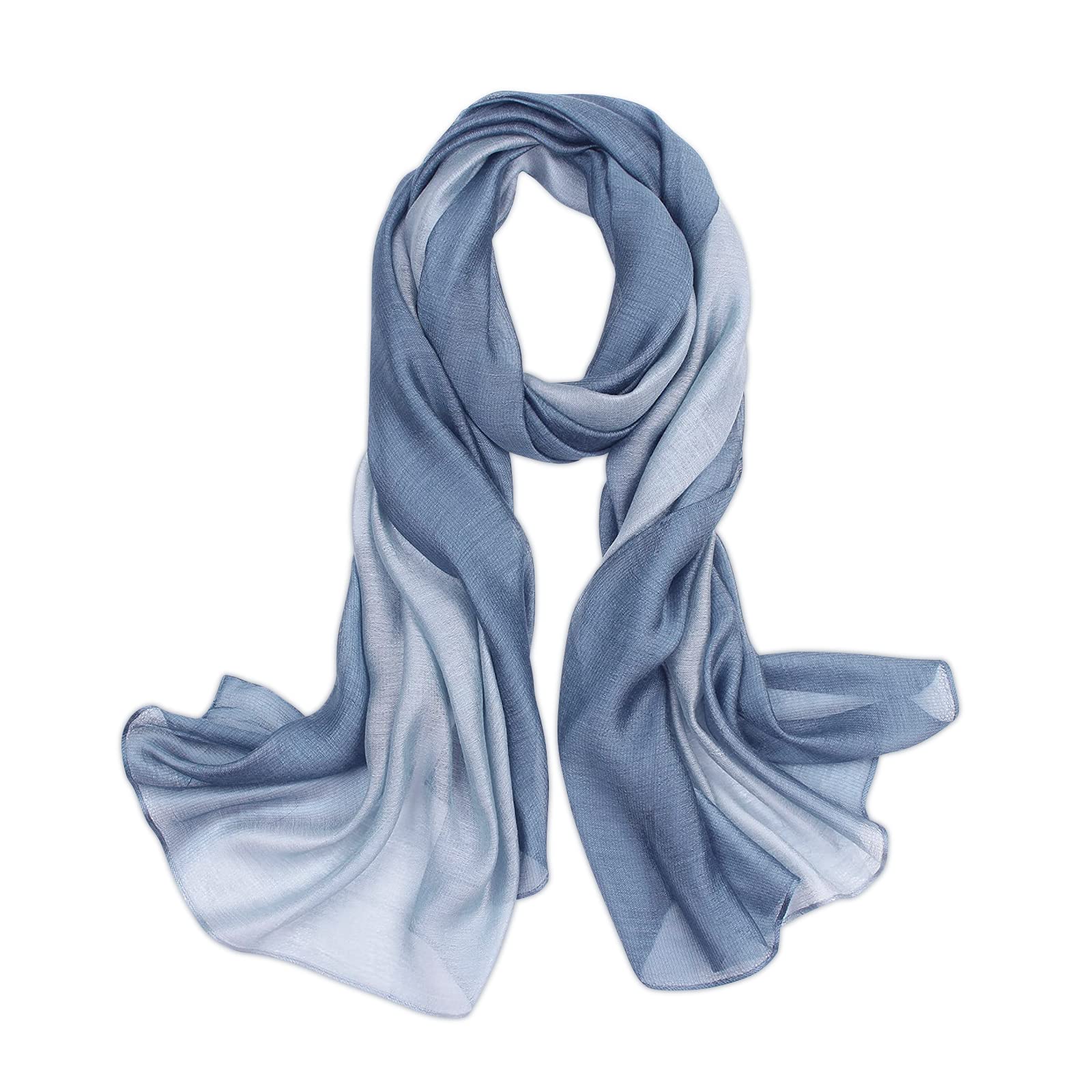 LumiSyne Femme Foulard En Soie Mélangée Dégradé De Couleurs Coton Lin Écharpe De Soie Mode Élégant Léger Doux Wraps Étole Châle De Plage Toute La Saison