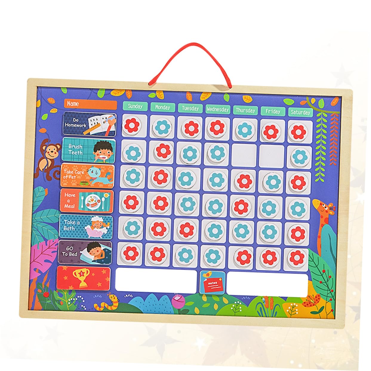 Tabla de Recompensas de Comportamiento Infantil Reutilizable de Madera