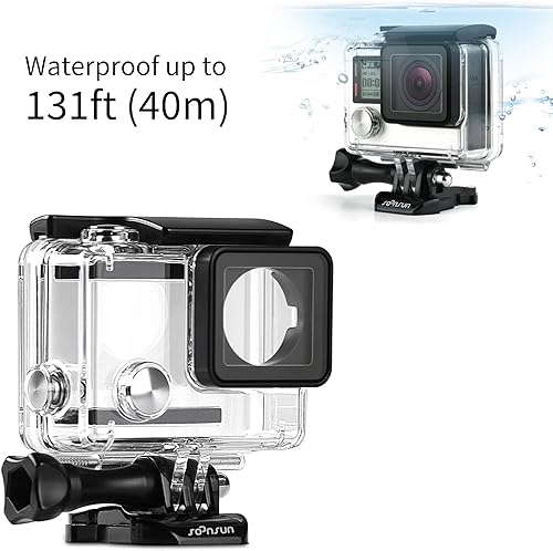 Miniatura 2 de SOONSUN Funda protectora estándar de buceo impermeable para GoPro Hero 33+4 Cámara negra plateada - 131.2 ft (131 pies) fotografía submarina