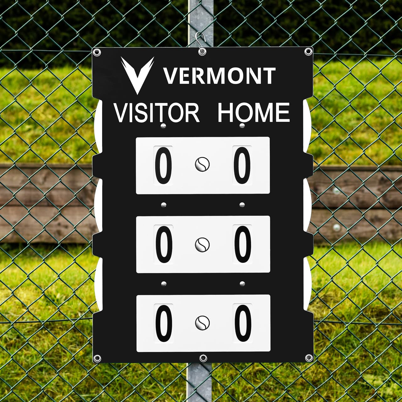 Vermont Fence Mounted Tennis Scoreboard - 3 Green, Blue & Black | Ultra-durable (Large (22in x 31in), Black)