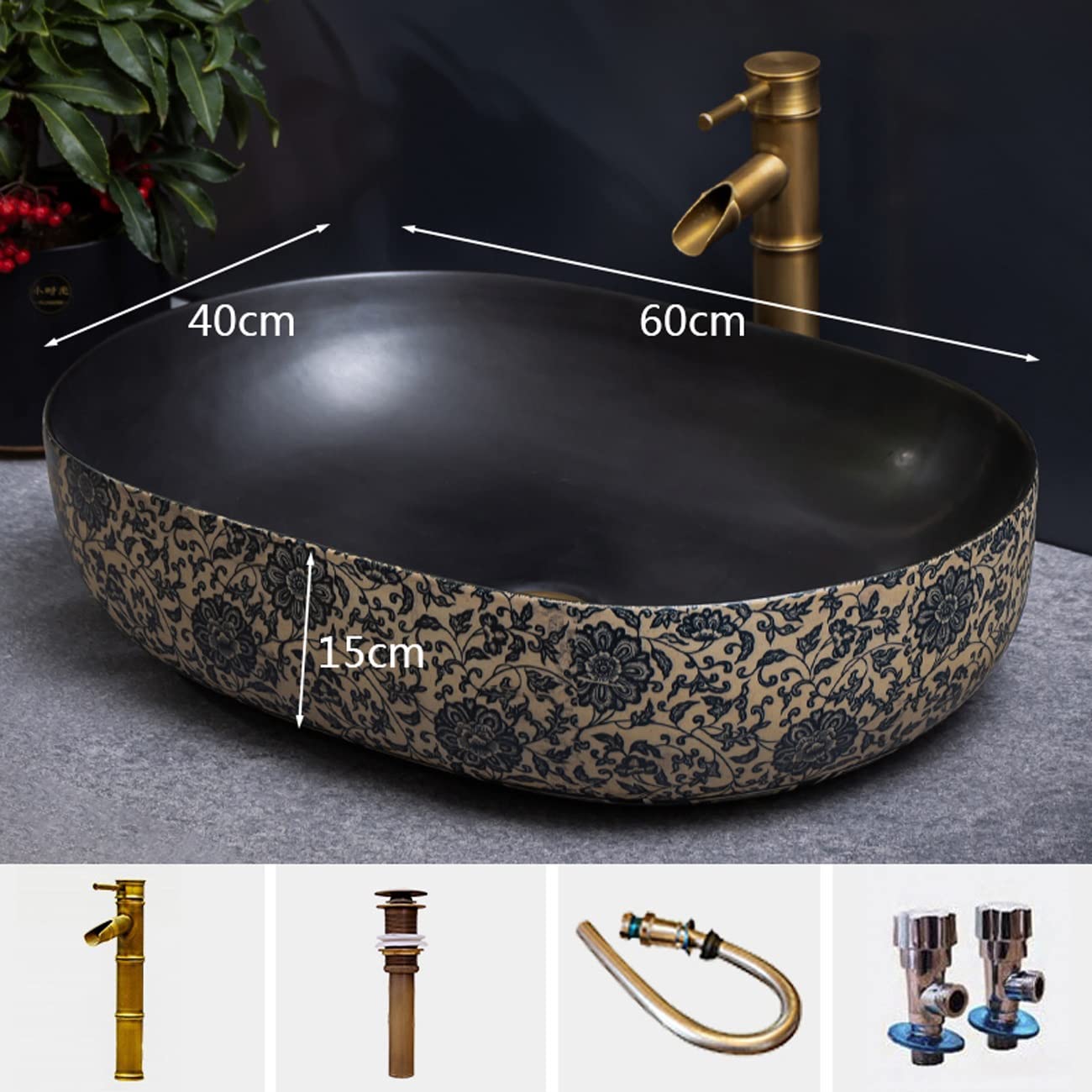 Umywalka łazienkowa nablatowa, ceramiczna umywalka ceramiczna do łazienki, ceramiczna umywalka w kolorze niebieskim i białym,