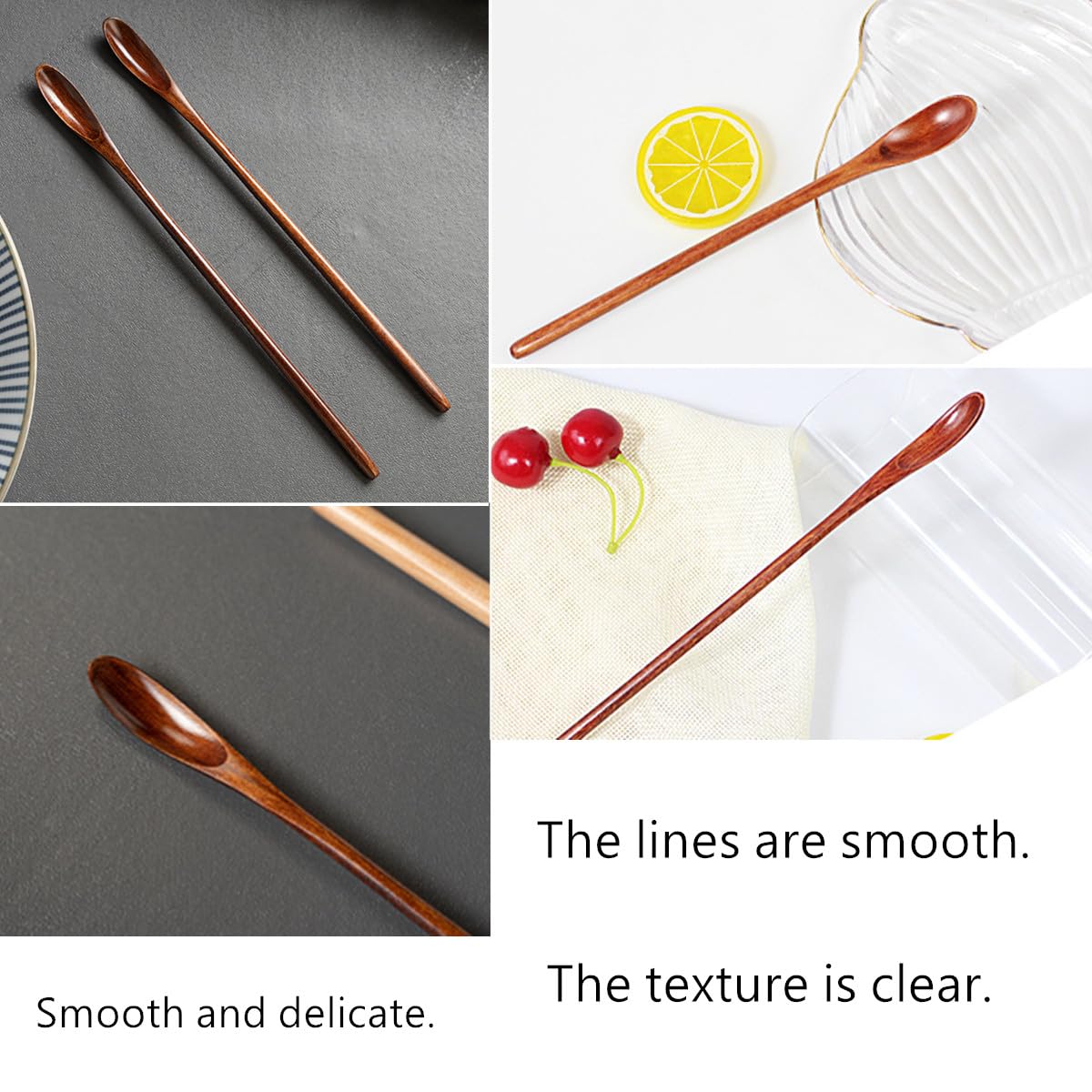 Cucharas mezcladoras de café de madera, 3 cucharas de mezcla de madera de mango largo, cucharas de degustación de mango largo para cocina, sopa, café, cóctel, mezcla de miel
