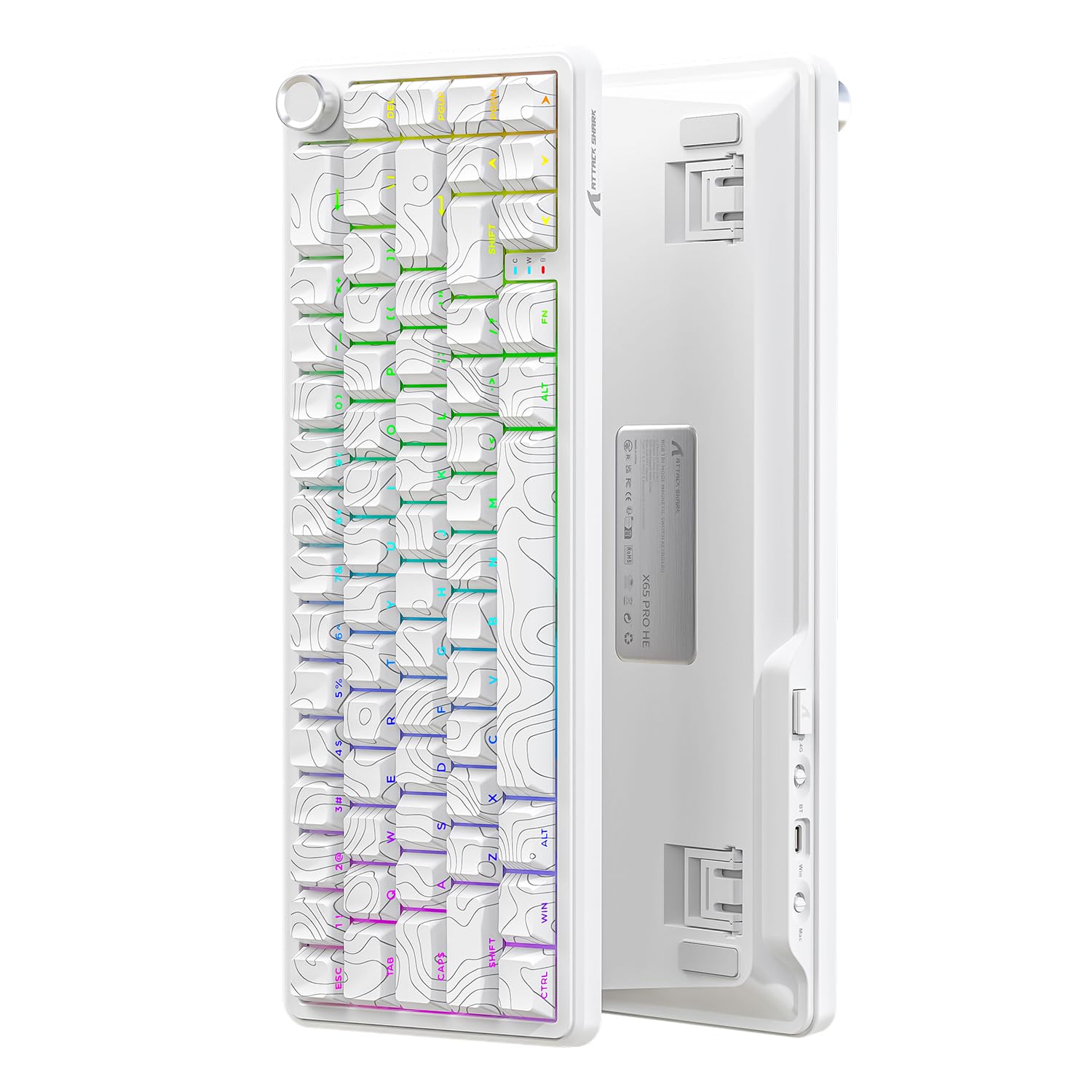 ATTACK SHARK X65PRO HE Rapid Trigger Keyboard, Magnetic Keyboard, Gaming Keyboard, Magnetic Switch, Tri-Mode, 0.01mm RT Accuracy, 0.125ms Latency, 8K Polling Rate, 128K Scan Rate, Dye-sub PBT Keycap