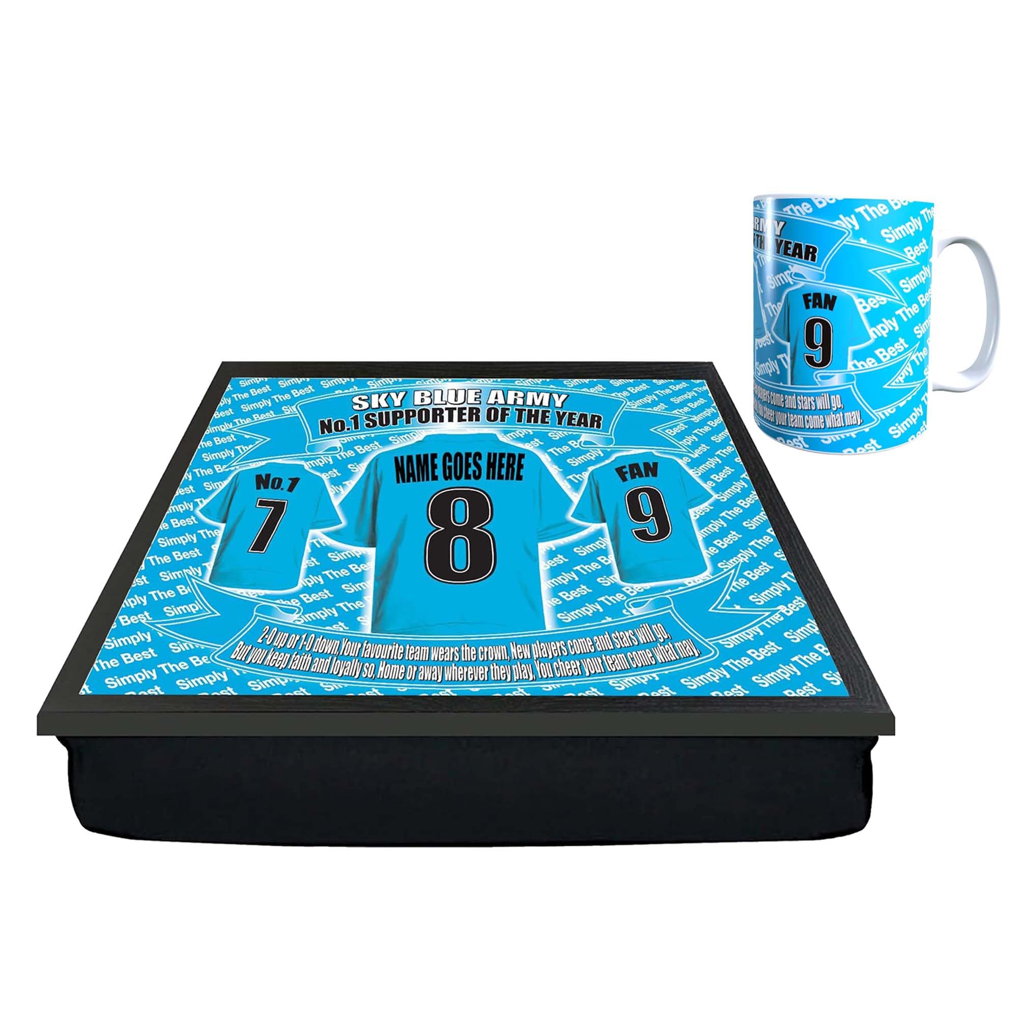 Generic Coventry Football Shirt Personalised Lap Tray And Mug Gift Set, COVENTRY- PERSLapMugGiftSet_000