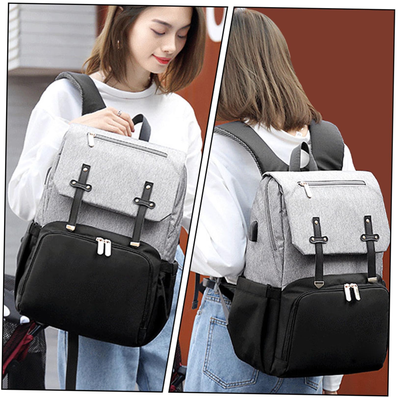 Toddmomy Doppelte Schultertasche für Mütter Multifunktionsrucksack aus Oxford Stoff Großer Reiserucksack mit Verschleißfestem Material zum Einkaufen und Ausgehen