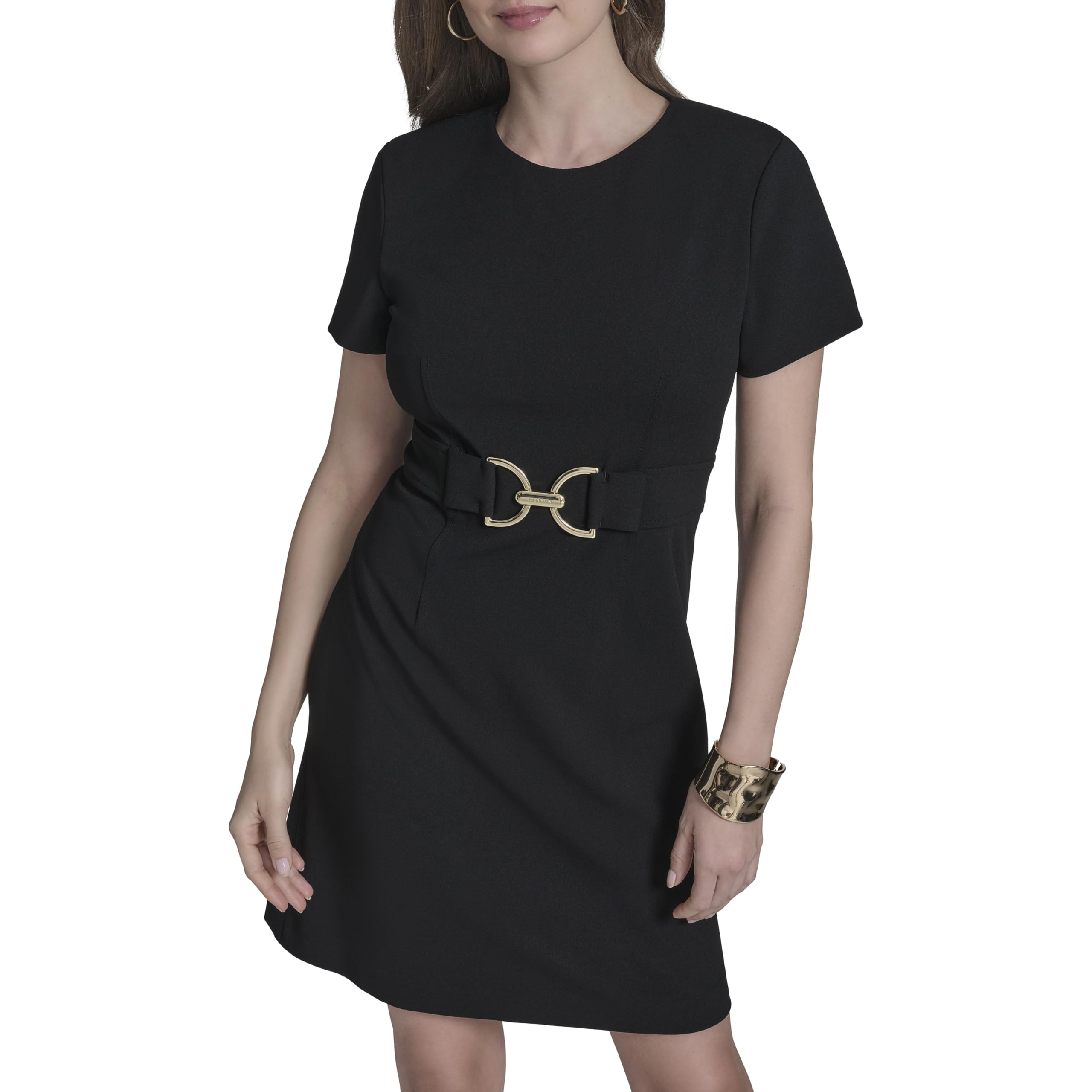 H Halston Womens Short Sleeve Scuba Sheath Dress